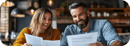 Couple looking at documents